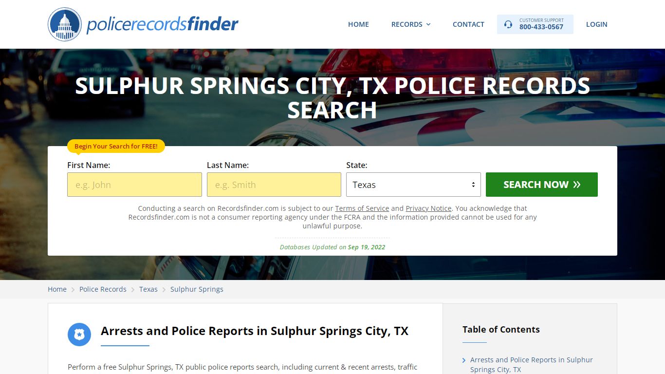 SULPHUR SPRINGS CITY, TX POLICE RECORDS SEARCH - RecordsFinder